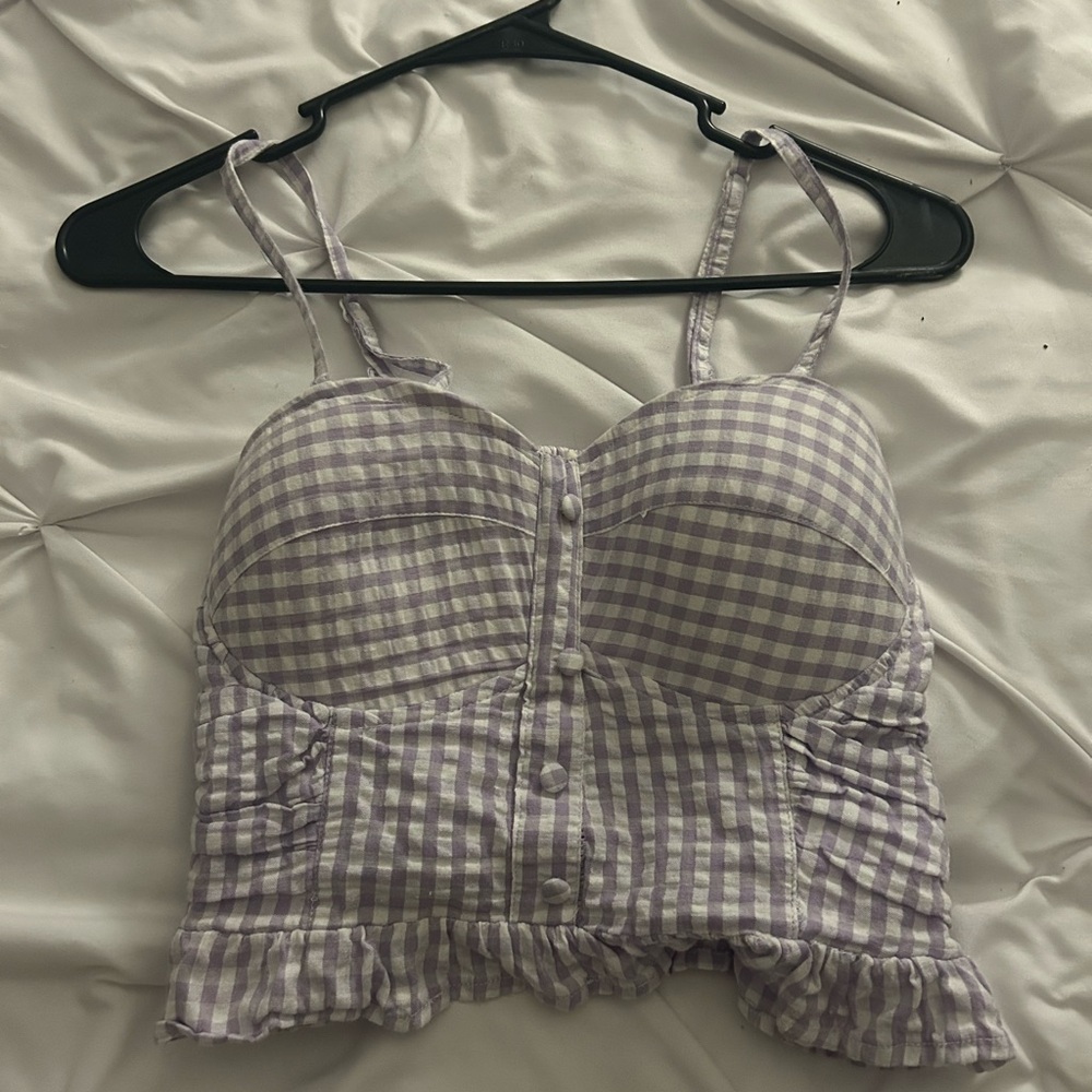 T.J.Maxx Purple Gingham Crop Top